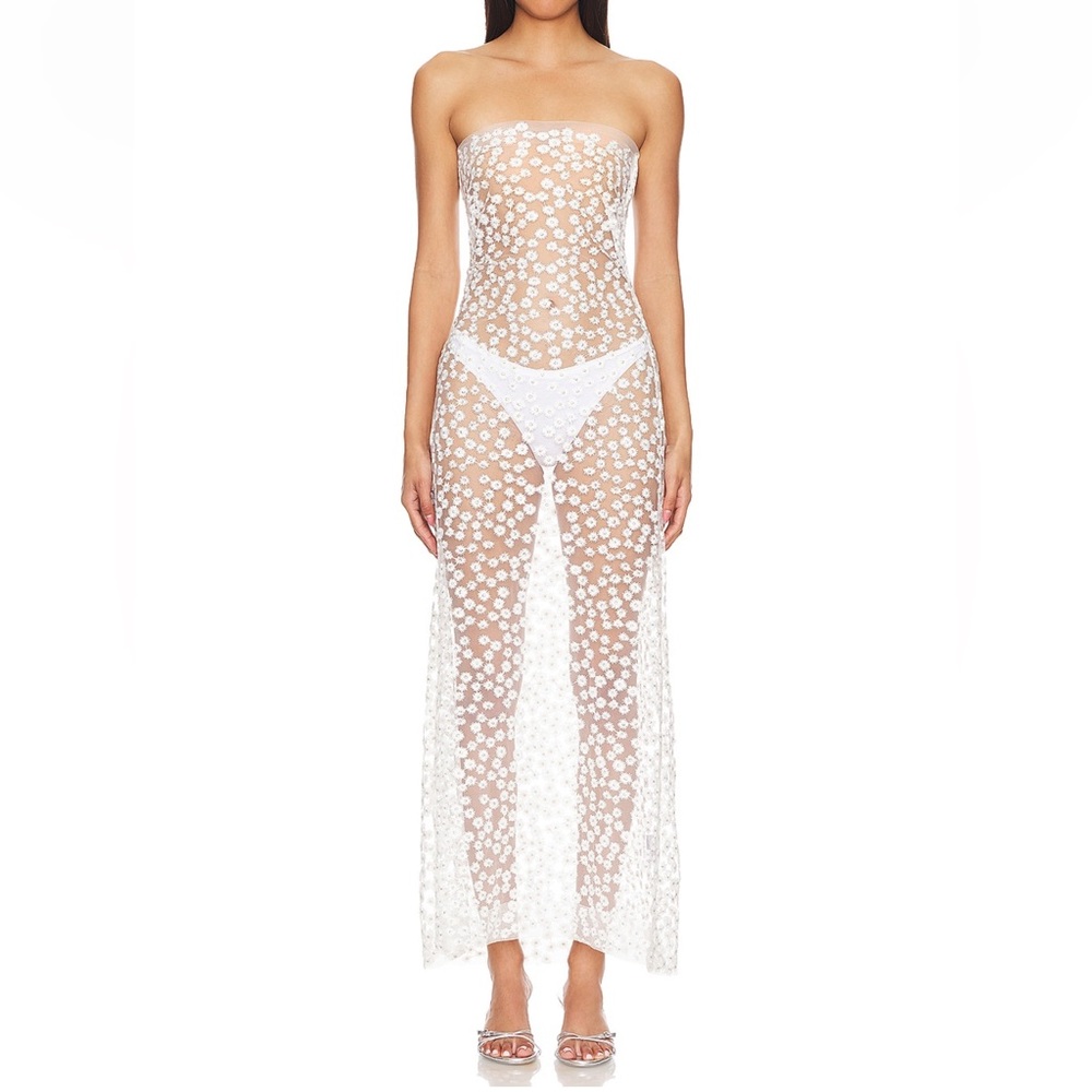 White Sheer Daisy Midi Dress by Sid Neigum (Bridal optional)